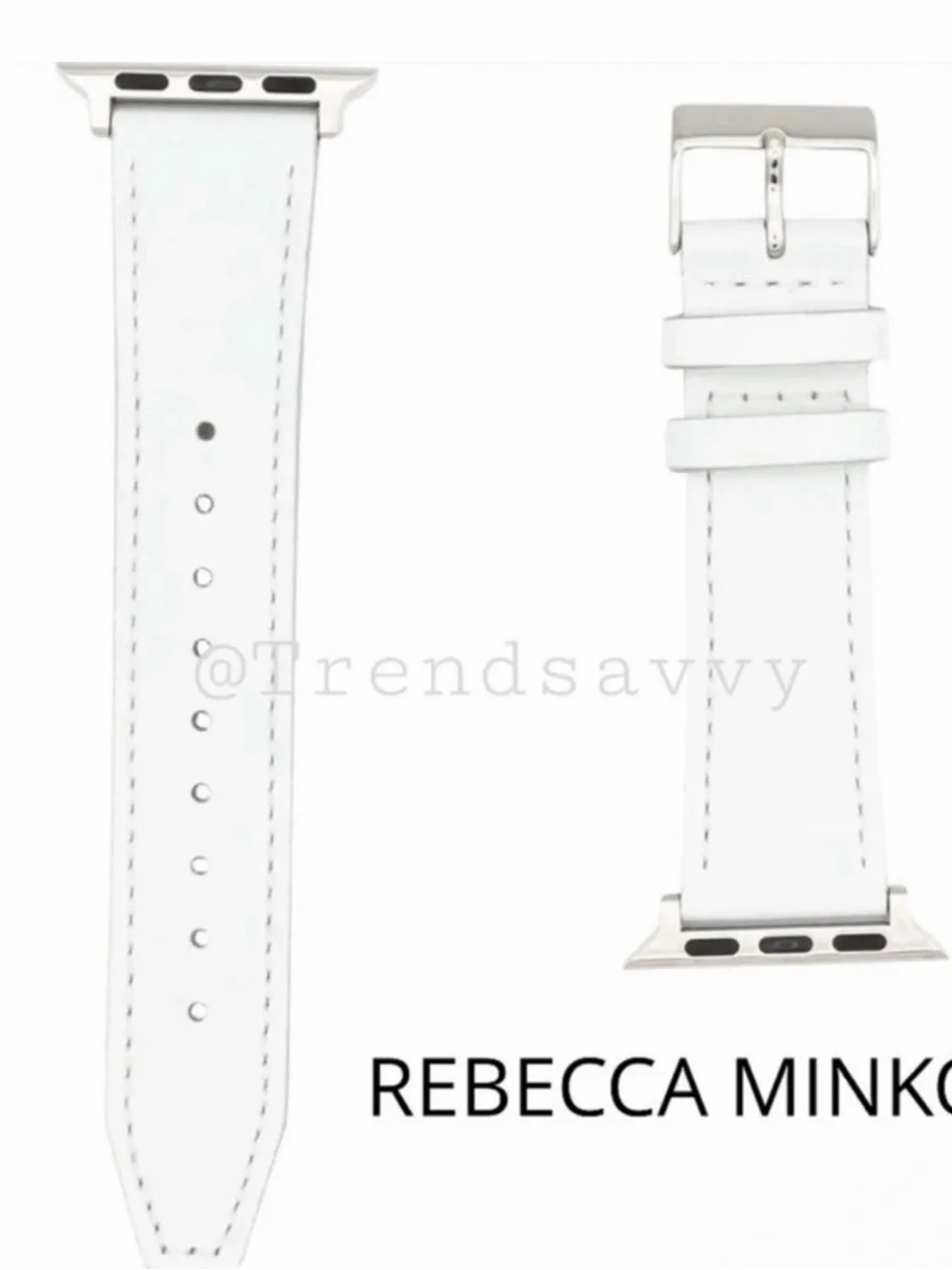 Rebecca Minkoff White Silver Leather Apple Watch Band Strap 38MM 40MM Buckle